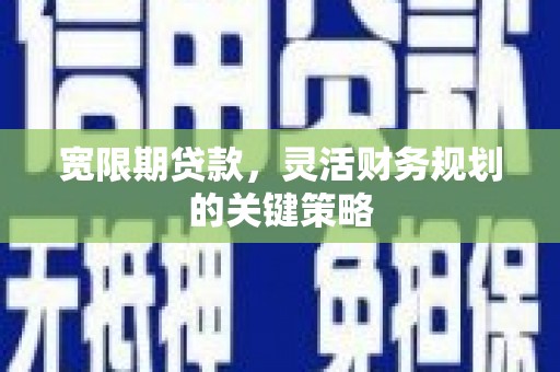 阜平宽限期贷款，灵活财务规划的关键策略