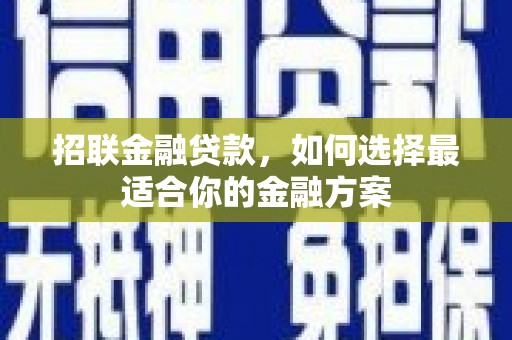阜平招联金融贷款，如何选择最适合你的金融方案