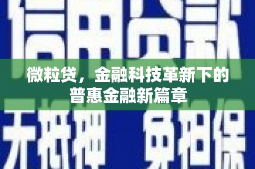 阜平微粒贷，金融科技革新下的普惠金融新篇章