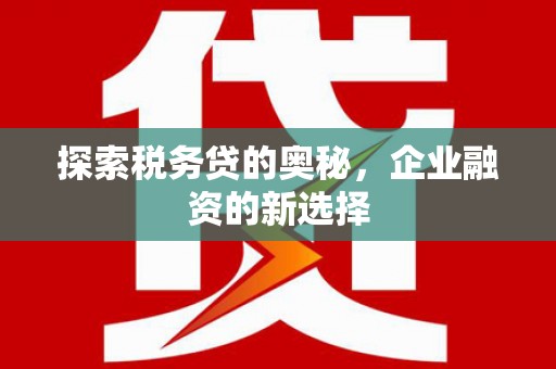 阜平探索税务贷的奥秘，企业融资的新选择