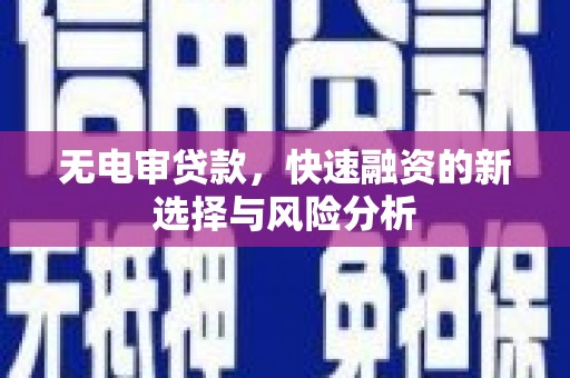 阜平无电审贷款，快速融资的新选择与风险分析