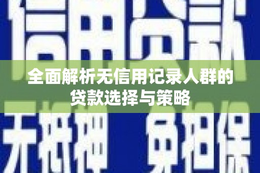 阜平全面解析无信用记录人群的贷款选择与策略